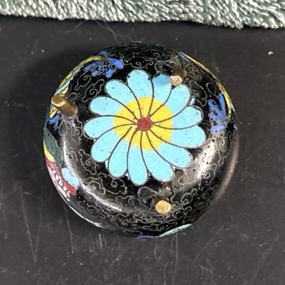 Mini Chinese Cloisonné Dragon Bowl Enamel Metal Art c1800s - Picture 6 of 10